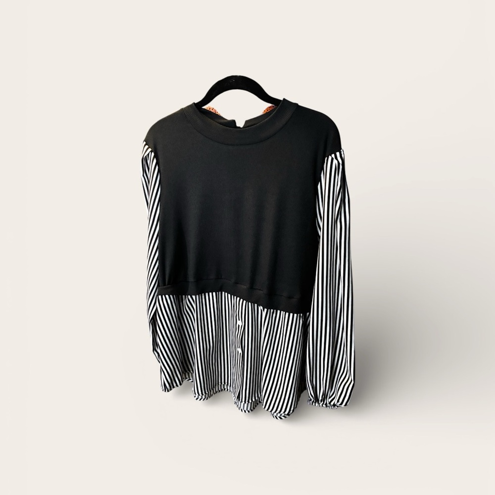 SHEIN Black and White Striped Blouse